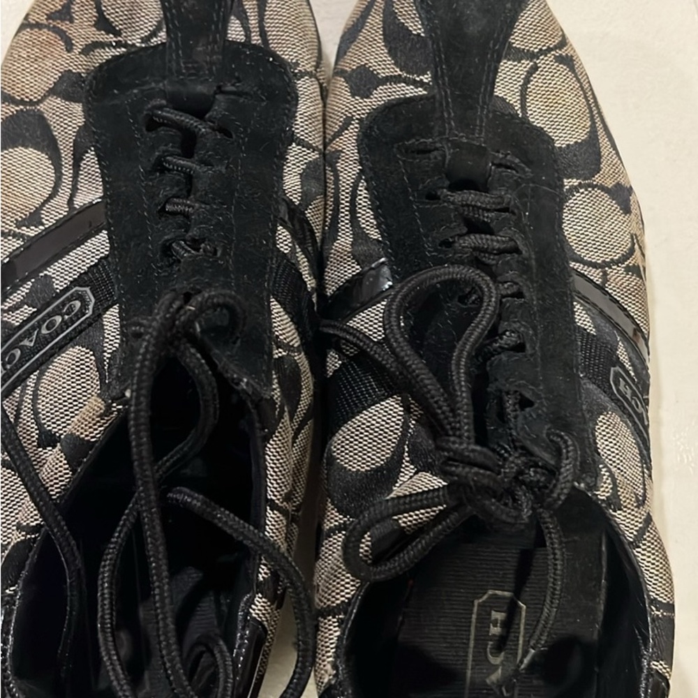 Coach Black and Cream Patterned Sneakers